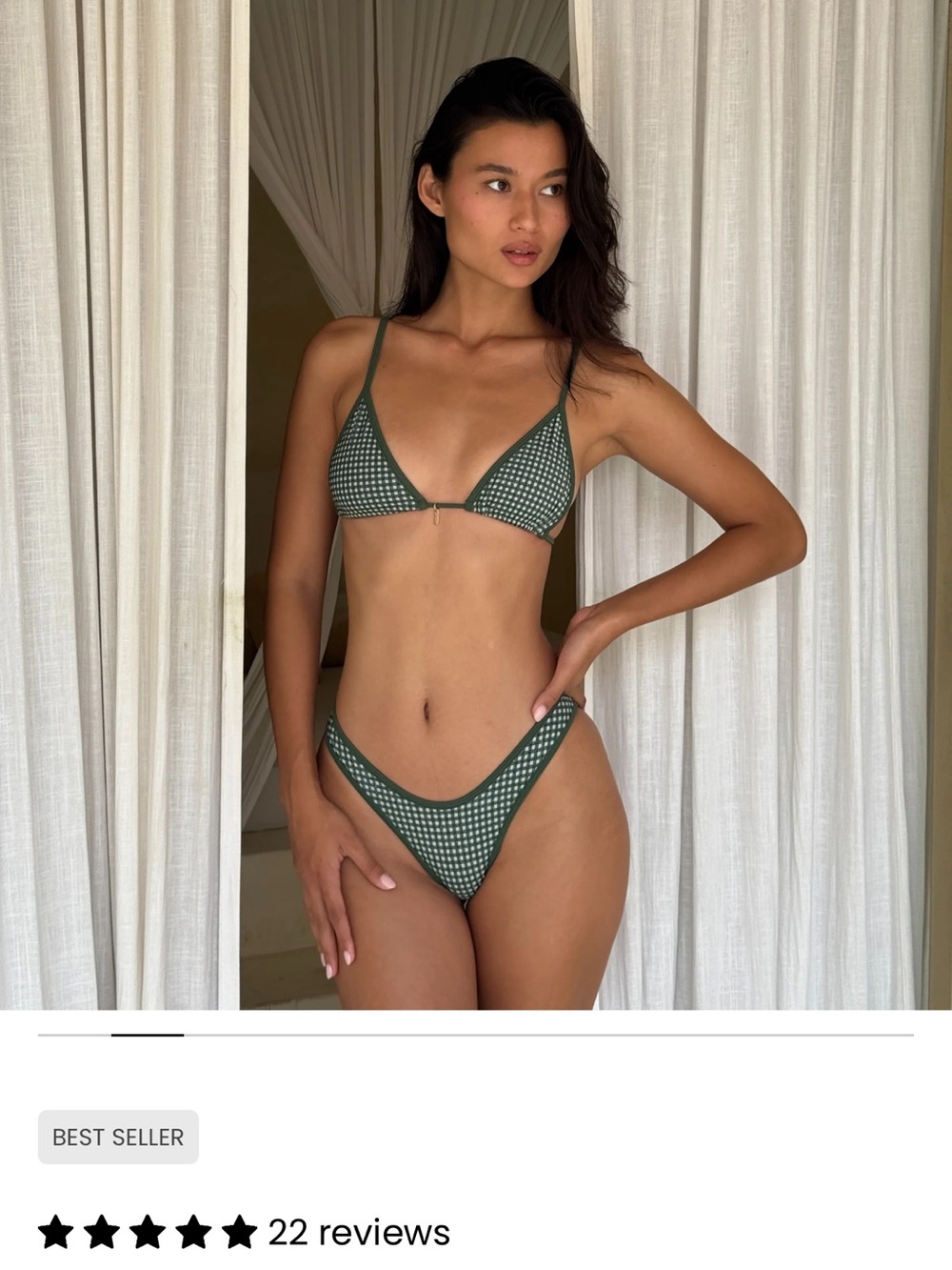 Gingham Triangle Bikini Set - Capri top and Cleo bottom